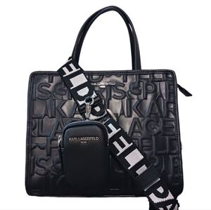 Karl Lagerfeld Paris Embossed Legacy Maybelle Satchel Crossbody Pouch